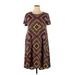 Lularoe Casual Dress - Mini Crew Neck Short sleeves: Burgundy Dresses - Women's Size 2X