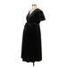 Gap - Maternity Casual Dress - A-Line V-Neck Short sleeves: Black Solid Dresses - Women's Size Large