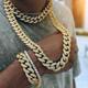 Hip Hop Jewelry Iced Out Diamond Thick Miami Cuban Link Chain Necklace