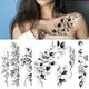 1 Pcs Sexy Black Flower Temporary Fake Tattoo Stickers for Women Girls False Tattoos DIY Water Transfer Tattoos Body Art Makeup