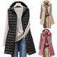 Autumn and Winter Women's Sleeveless Cotton Jacket New Long Section Down Jacket Hooded Slim Vest Long Section Vest