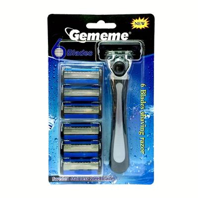 Six-layers Stainless Steel Razor With Safety Blade For Men - Perfect For Face Cleansing And Care, Blade Razor