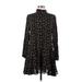 Zara Casual Dress - Mini High Neck Long sleeves: Black Floral Dresses - Women's Size Medium