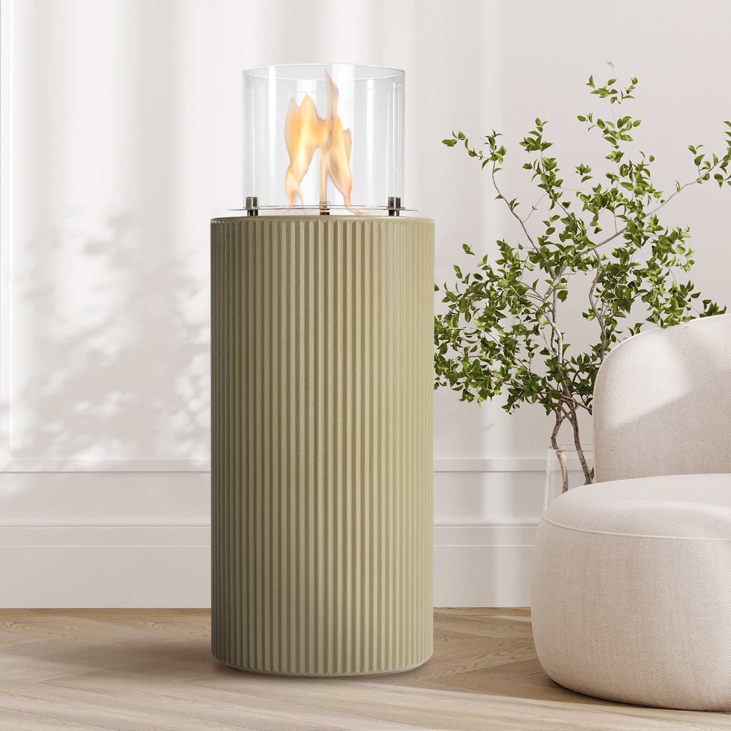 muenkel design Cascade [Ethanol Feuerstelle für den Innen- und Außenbereich]: Kaki Image