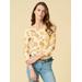 J.McLaughlin Women's Signature T-Shirt in Tigris Blossom Sand/Gold, Size XL | Nylon/Spandex/Catalina Cloth