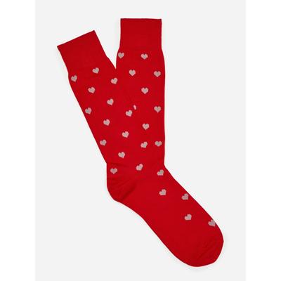 J.McLaughlin Men's Socks in Heart Red/Off White | Cotton/Nylon/Spandex