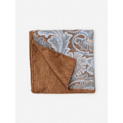 J.McLaughlin Men's Silk Pocket Square in Paisley Light Brown/Chambray