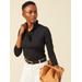 J.McLaughlin Women's Durham Ruffle Top Black, Size Medium | Nylon/Spandex/Catalina Cloth