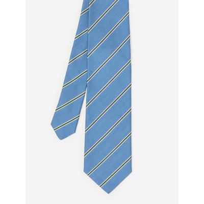 J.McLaughlin Men's Cotton Silk Tie in Regimental Stripe Chambray | Cotton/Silk