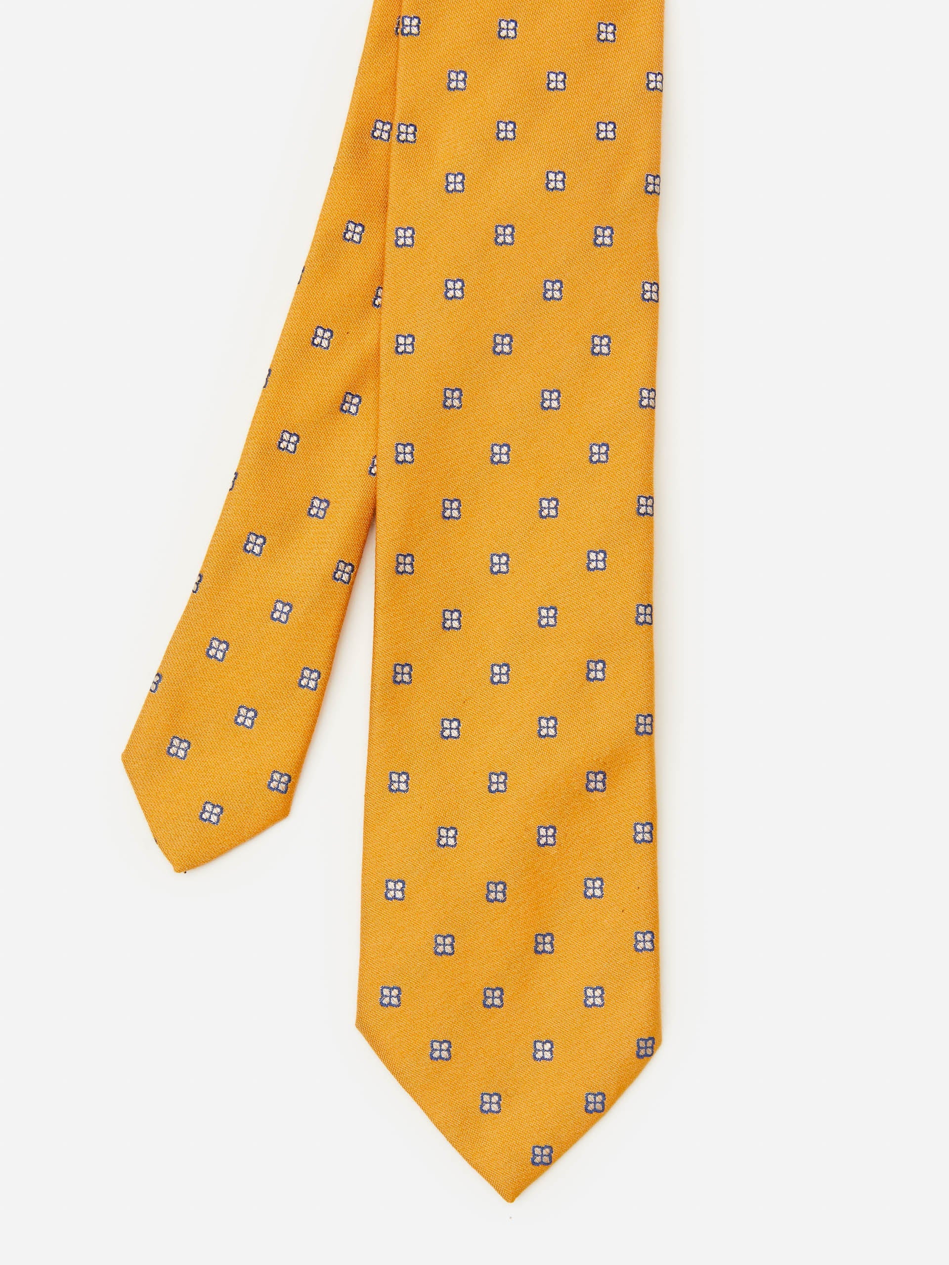 J.McLaughlin Men's Cotton Silk Tie in Micro Hydrangea Yellow | Cotton/Silk