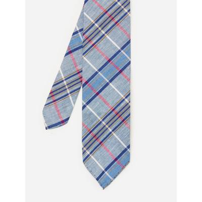 J.McLaughlin Men's Woven Linen Cotton Tie in Plaid Light Denim | Cotton/Linen/Denim