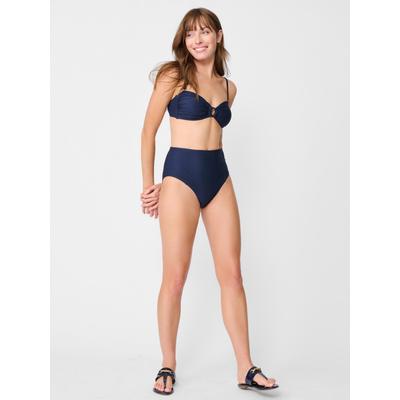 J.McLaughlin Women's Wailea Bikini Bottom in Ocean Wave Jacquard Navy, Size Small | Nylon