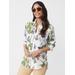 J.McLaughlin Women's Britt Linen Shirt in Jardin Mariposa White, Size Medium