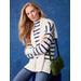 J.McLaughlin Women's Garance Turtleneck Top in Stripe Egret White/Navy, Size Medium | Cotton