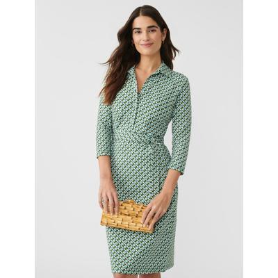 J.McLaughlin Women's Calla Dress in Mod Collage Green/Aqua, Size Large | Nylon/Spandex/Catalina Cloth