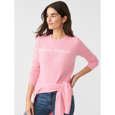 J.McLaughlin Women's Shield Cashmere Sweater in Palm Beach Pink/White, Size XL