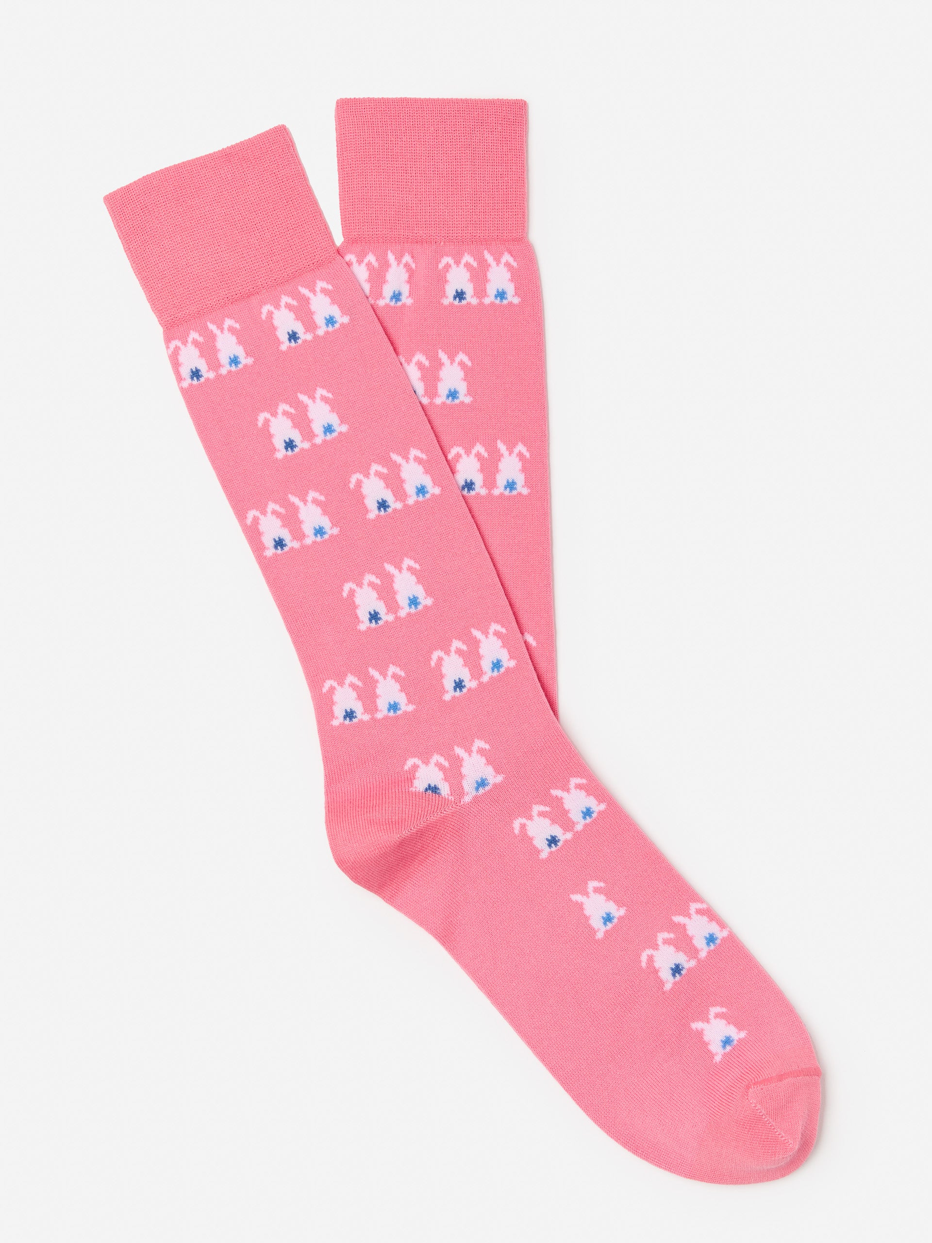 J.McLaughlin Men's Socks in Easter Bunny Pink | Cotton/Nylon/Spandex