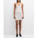 Buckled Halter Ribbed Body-con Backless Mini Dress