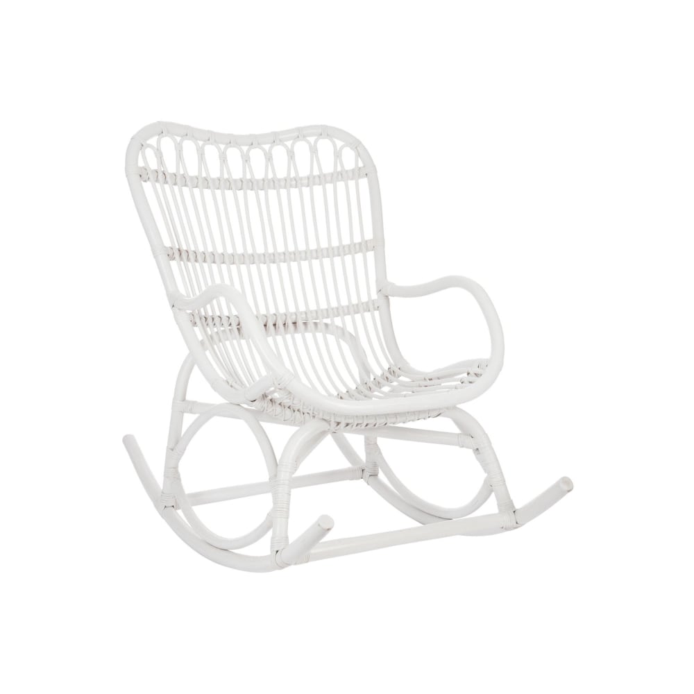 Fauteuil à bascule rotin CHARMER rotin blanc 66x110x93cm
