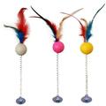 3 Pack Cat Wand Rainbow Ball Feather Toy Funny Interactive Cat Toys Sucker Cuddly Stuffed Cat Teasing Stick Colorful Sounding Toys Rainbow Ribbon Wand for Kittens Training