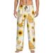 Daiia Men S Shiba Inu Dog And Sunflower Pants Bottoms Sleep Lounge Pajama Pants Pj Bottoms Drawstring And Pockets-Medium