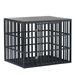 NEW HEAVY DUTY DOG CRATE FURNITURE FOR LARGE DOGS WOOD & STEEL DESIGN DOG CAGE INDOOR & OUTDOOR PET KENNEL 38X30X32INCH PET PLAYPEN WITH COVER METAL DOG FENCE CRATE BLACK