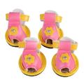 Gongxipen 4pcs Summer Breathable Pets Dog Shoes PU Leather Floral Sandals Anti-slip Shoes Pet Supplies (Yellow) - Size 5