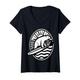 Damen Lustiges Surfbrett Bär Surfbrett Vintage Männer Frauen Jugend Jungen T-Shirt mit V-Ausschnitt