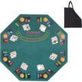 KARMAS PRODUCT 47â€� Poker Table Top - Folding 8 Players Octagon Felt Topper Casino Blackjack Texas Holdem Game Table Layout with Drink Holders and Poker Chip Tray Green