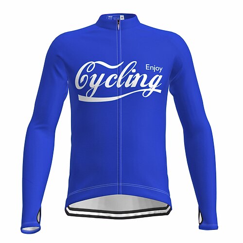 Herren Radtrikot Buchstaben Zahlen Langarm Fahhrad Trikot Oberteil mit 3 Gesäßtaschen Mountainbike MTB Straßenradsport Schnelltrocknend Reflektierende Streifen Rückentasche Feuchtigkeitsableitend Image