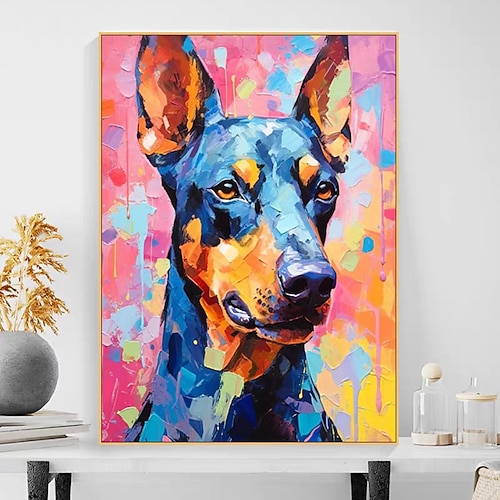 Mintura handgefertigte abstrakte Hunde-Tier-Ölgemälde auf Leinwand, Wandkunst, Dekoration, modernes Bild für Heimdekoration, gerolltes, rahmenloses, ungedehntes Gemälde Image