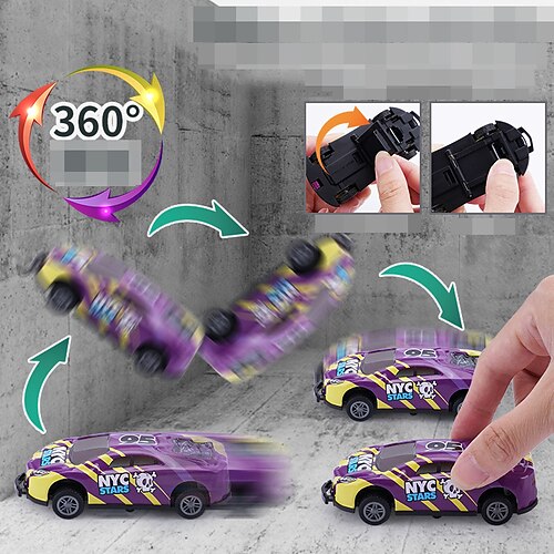 Kinderkatapult 360 Flip Muldenkipper Metallblech Impact Rebound Kleinwagen Spielzeugauto Modell Miniauto
