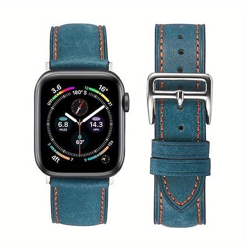 Lederband Kompatibel mit Apple Watch Armband 38mm 40mm 41mm 42mm 44mm 45mm 49mm Robust Luxus Verstellbar Echtes Leder Ersatzarmband für iwatch Series Ultra 8 7 SE 6 5 4 3 2 1 Image