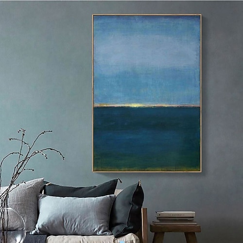 Handgefertigtes Ölgemälde auf Leinwand, Wandkunst, Dekoration, moderne abstrakte Landschaft für Heimdekoration, gerolltes, rahmenloses, ungedehntes Gemälde Image