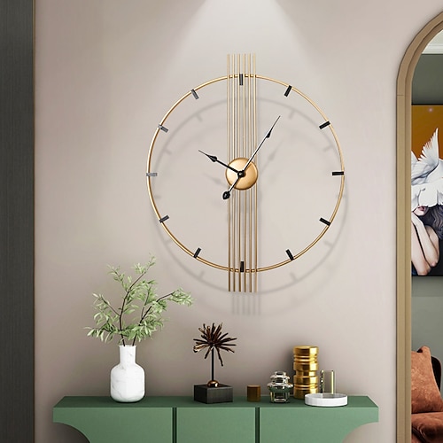 Uhr, runde Wanduhr, nicht tickende Quarz-Dekorationswanduhr, Uhr für Wohnzimmer, Küche, Heimbüro, 60 cm Image