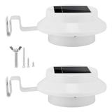2 Pack Solar Powered Gutter Lights Casewin Outdoor Solar Gutter LED Lights Waterproof Outdoor 3 LED Deck Fence Wall Stair Step and Yard Cool White LED Eaves Garden Landscape Pathway