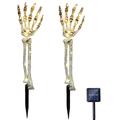 Halloween Decorations Skull Arm Stakes with Lights 2pcs Halloween Horror Skull Realistic Broken Bone Hand Stakes with LED Warm White Lights for Garden Yard Lawn Halloween Outdoor Decor Solar Powered