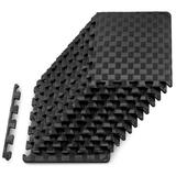 Checkered Puzzle Exercise Mat 12 x 12 1/2-in Black 12 Sq Ft - 12Tiles