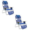 Ostrich 3-N-1 Altitude Outdoor Lounge Reclining 16 Tall Chair Blue (2 Pack)