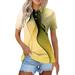 Kddylitq Golf Polo Shirts for Women Summer Quick Dry Short Sleeve Button Down Shirt Lightweight Dressy Casual Work Tops 2024 Yellow 2XL