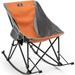 QCAI Oversized Folding Rocking Camping Chair Portable High Back Outdoor Rocker for Patio Garden Lawn Supports up to 300 lbs Orange