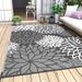 SIXHOME Outdoor Rug 6 x9 Waterproof Patio Rug Floral Reversible Plastic Straw Indoor Outdoor Rug for RV Camping Garden Picnic Beach Deck Backyard Porch Decor Grey and White