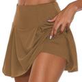 Dorkasm Womens Mini Tennis Skirt Athletic Workout Golf Short Flowy Crossover Pleated Skirts with Pocket Cute Clothes Summer Brown M