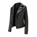 HGWXX7 Coats For Women Plus Size Women High-quality Zipper Casual Leather Soft Motorcycle Leather Jacket Coat