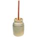 LeCeleBee Butter Churn - Hand-Turned Stoneware Dasher- Churn Natural Stone Color with Blue Stripes 3 Gallon