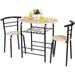 NLIBOOMLife 3 Piece Dining Set Compact 2 Chairs and Table Set with Metal Frame and Bistro Pub Breakfast Space Saving for Apartment and Kitchen (Natural & Black)