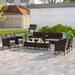 Costway 8 PCS Patio Furniture Set with Washable Cushions and Tempered Glass Coffee Table Grey