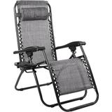 VTOY Zero Gravity Lounge Chairs Outdoor Adjustable Reclining Patio Chair Steel Mesh Folding Recliner for Pool Beach Camping Lounge Chair with Pillows and Cup Tray-Gray