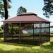 ALLJOY 13x10 Outdoor Patio Gazebo Canopy Tent with Ventilated Double Roof and Mosquito Net Suitable for Lawn Garden Backyard and Deck Brown Top