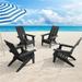 SANLUCE Black Folding Adirondack Chair Waterproof HIPS High Load Capacity Patio Chair With Wide Armrests (4-Pack)